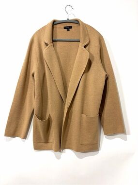 J. Crew Open Front Knit Blazer Camel Knit Sweater Womens M Camel Cardigan Jacket